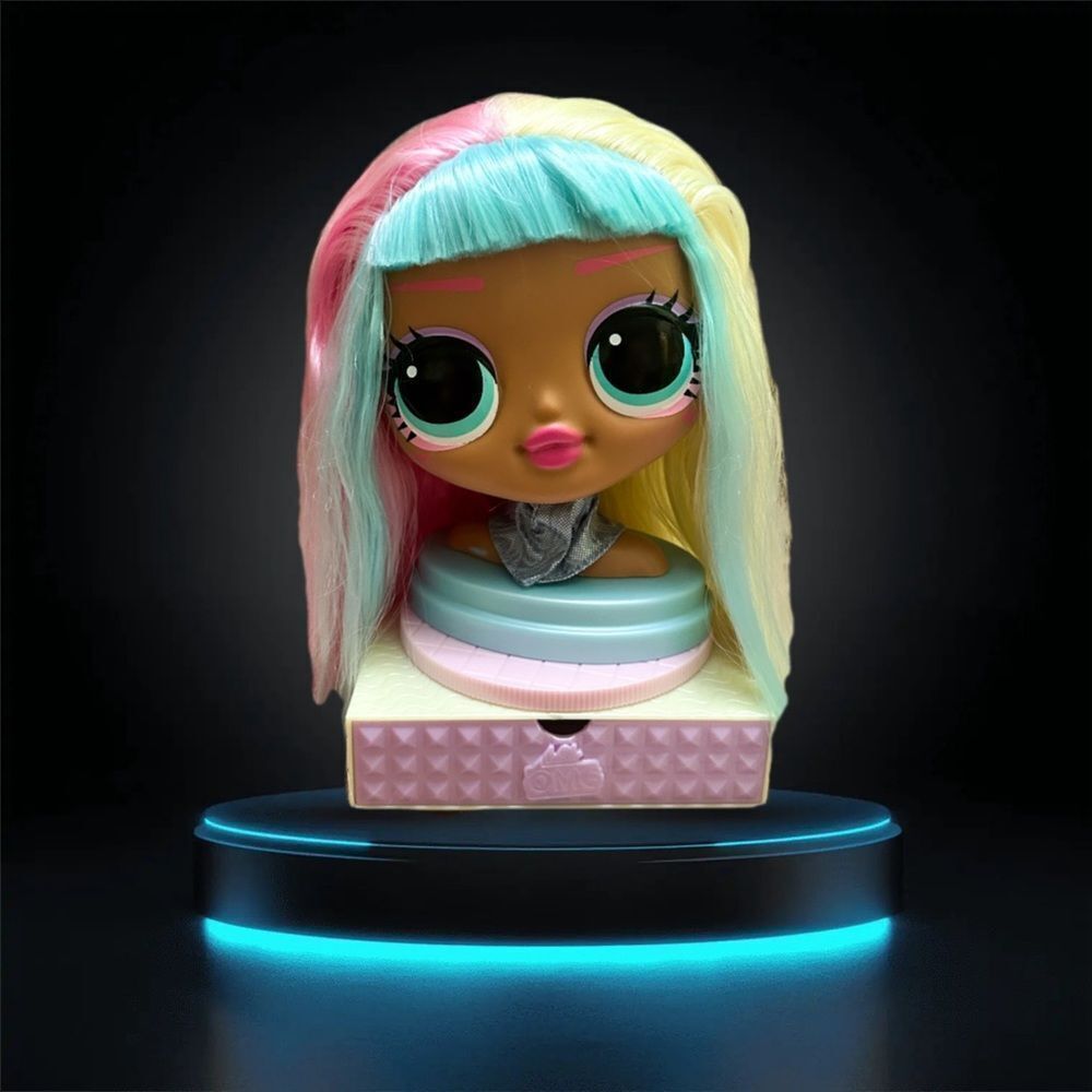 Colorful Doll Head with Pastel Hair